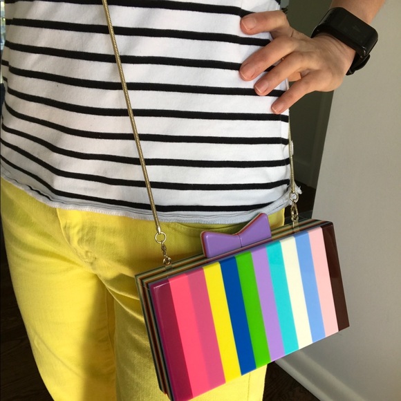 Candy stripe acrylic lucite clutch bag purse - Picture 2 of 2